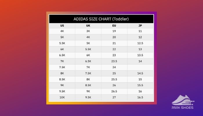 adidas cleats size chart