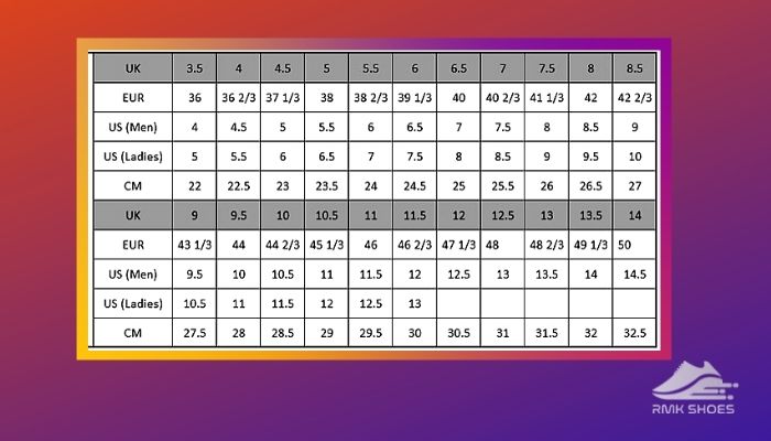 adidas men's shoe size compared to women's