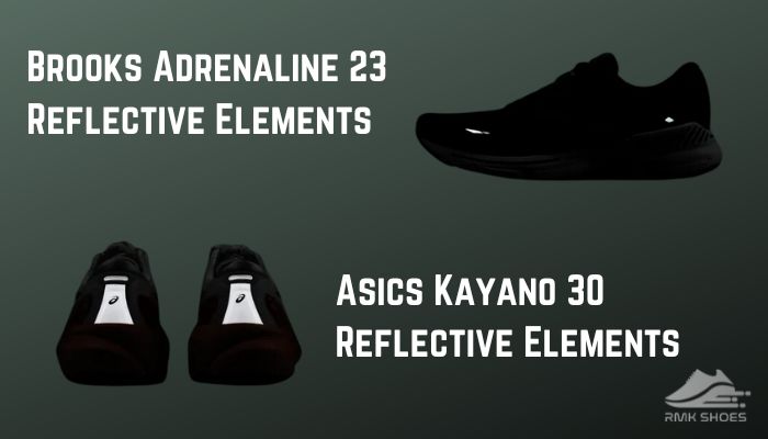 brooks-adrenaline-23-and-asics-kayano-30-reflective-elements