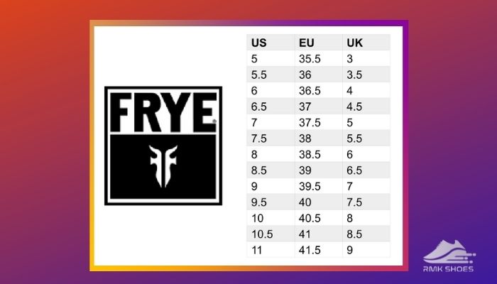 frye boot sizing chart