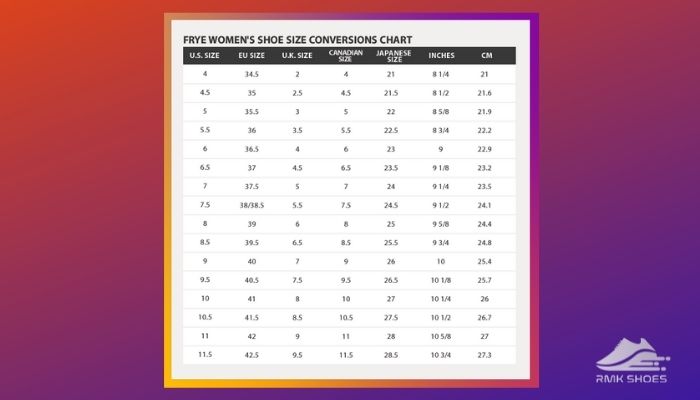 frye-boot-size chart-women