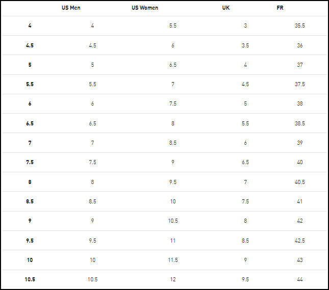 puma vs adidas shoe size